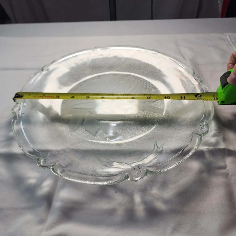 Elements Clear Etched Glass Christmas Serving Platter 13